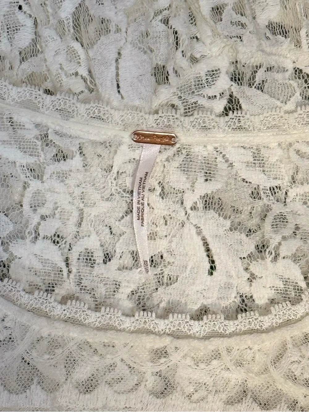 Free People Lace Top XS Sheer Ivory